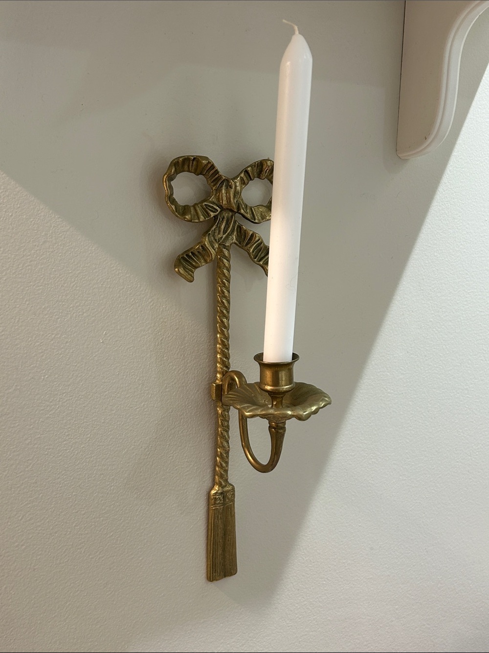 Brass Bow Wall Sconce Candle Holder - Gold